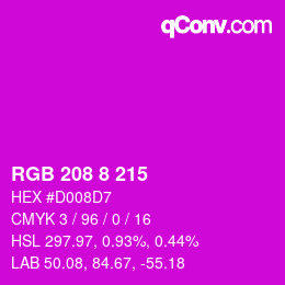 カラーコード: RGB 208 8 215 | qconv.com