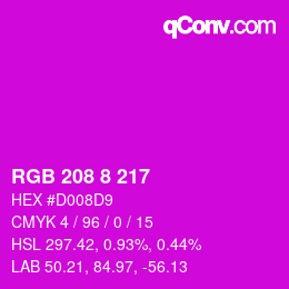 Color code: RGB 208 8 217 | qconv.com