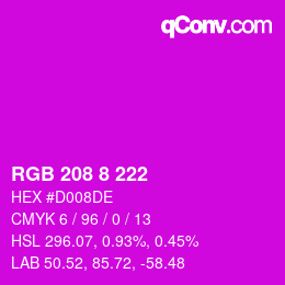 カラーコード: RGB 208 8 222 | qconv.com
