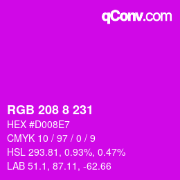 Farbcode: RGB 208 8 231 | qconv.com