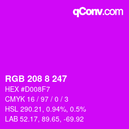 颜色代码: RGB 208 8 247 | qconv.com