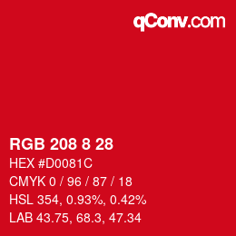Color code: RGB 208 8 28 | qconv.com