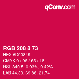 Color code: RGB 208 8 73 | qconv.com