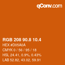 カラーコード: RGB 208 90.8 10.4 | qconv.com