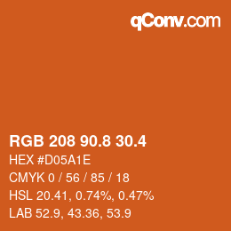 カラーコード: RGB 208 90.8 30.4 | qconv.com