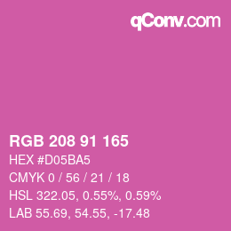 カラーコード: RGB 208 91 165 | qconv.com