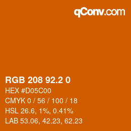 カラーコード: RGB 208 92.2 0 | qconv.com
