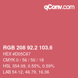 カラーコード: RGB 208 92.2 103.6 | qconv.com