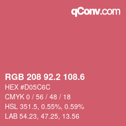 カラーコード: RGB 208 92.2 108.6 | qconv.com