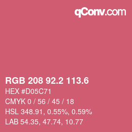 カラーコード: RGB 208 92.2 113.6 | qconv.com