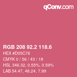 カラーコード: RGB 208 92.2 118.6 | qconv.com