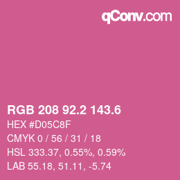 カラーコード: RGB 208 92.2 143.6 | qconv.com