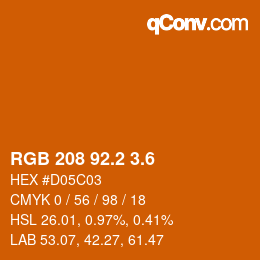 カラーコード: RGB 208 92.2 3.6 | qconv.com