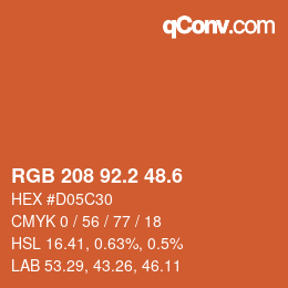 カラーコード: RGB 208 92.2 48.6 | qconv.com