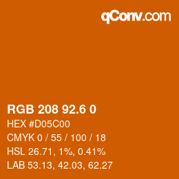 カラーコード: RGB 208 92.6 0 | qconv.com