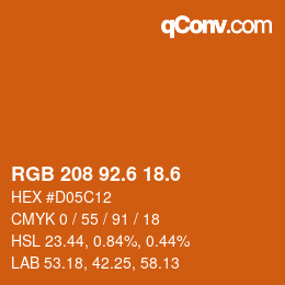 カラーコード: RGB 208 92.6 18.6 | qconv.com