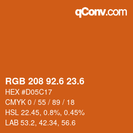 カラーコード: RGB 208 92.6 23.6 | qconv.com