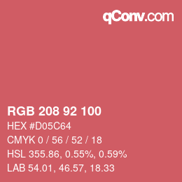 カラーコード: RGB 208 92 100 | qconv.com