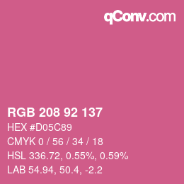 Color code: RGB 208 92 137 | qconv.com