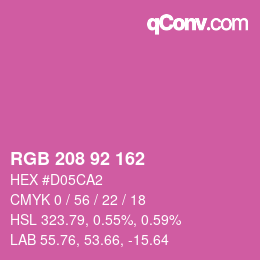 カラーコード: RGB 208 92 162 | qconv.com