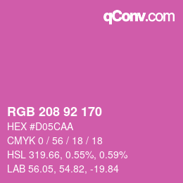 カラーコード: RGB 208 92 170 | qconv.com