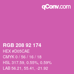 カラーコード: RGB 208 92 174 | qconv.com