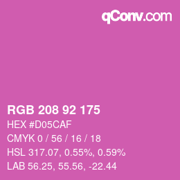 カラーコード: RGB 208 92 175 | qconv.com
