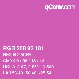 カラーコード: RGB 208 92 181 | qconv.com