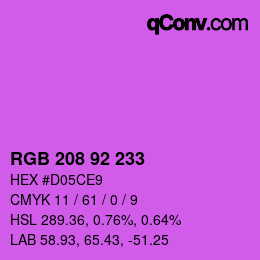 Color code: RGB 208 92 233 | qconv.com
