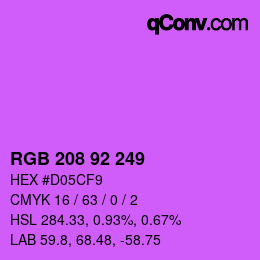 カラーコード: RGB 208 92 249 | qconv.com