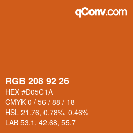カラーコード: RGB 208 92 26 | qconv.com