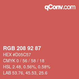 Color code: RGB 208 92 87 | qconv.com