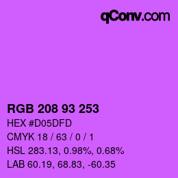 颜色代码: RGB 208 93 253 | qconv.com