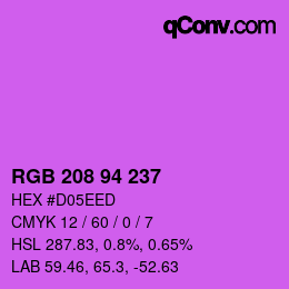 Code couleur: RGB 208 94 237 | qconv.com