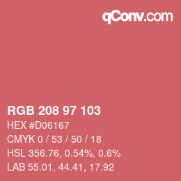 Color code: RGB 208 97 103 | qconv.com