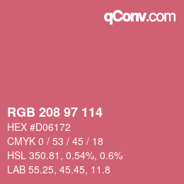 Color code: RGB 208 97 114 | qconv.com