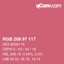 カラーコード: RGB 208 97 117 | qconv.com
