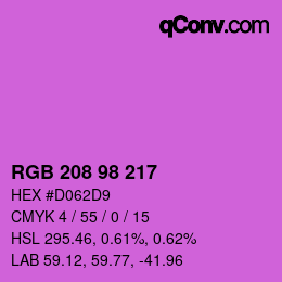 カラーコード: RGB 208 98 217 | qconv.com