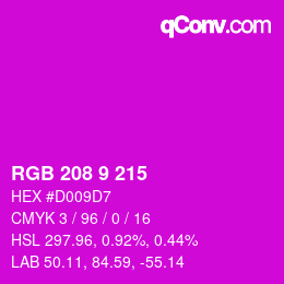 Color code: RGB 208 9 215 | qconv.com