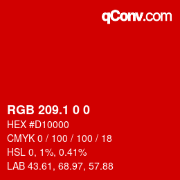 カラーコード: RGB 209.1 0 0 | qconv.com