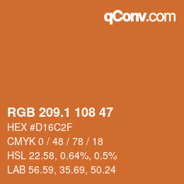 カラーコード: RGB 209.1 108 47 | qconv.com