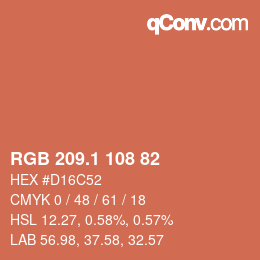 カラーコード: RGB 209.1 108 82 | qconv.com