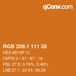 カラーコード: RGB 209.1 111 28 | qconv.com