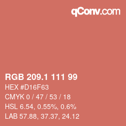 カラーコード: RGB 209.1 111 99 | qconv.com
