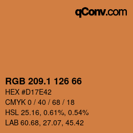 カラーコード: RGB 209.1 126 66 | qconv.com