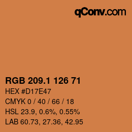 カラーコード: RGB 209.1 126 71 | qconv.com