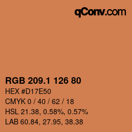 カラーコード: RGB 209.1 126 80 | qconv.com