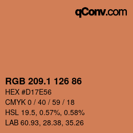 カラーコード: RGB 209.1 126 86 | qconv.com