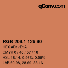 カラーコード: RGB 209.1 126 90 | qconv.com
