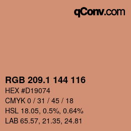 カラーコード: RGB 209.1 144 116 | qconv.com